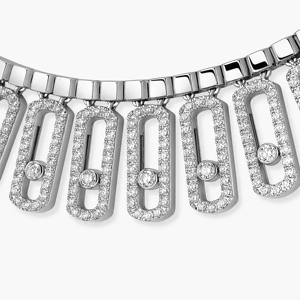 Luxury Women's Rhodium Plated Diamond <b>Choker</b> Necklace With Pave Lock Charms Party Jewelry - Product Image 2