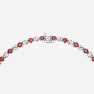 Collier élégant en rubis et diamants de laboratoire, 4,10 mm, taille ronde, 11 carats au total, bijoux pour femmes - Product Image 2