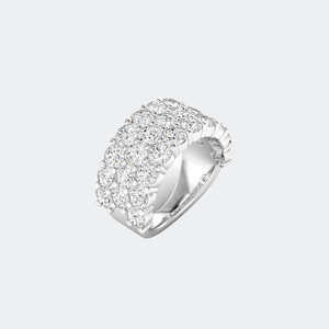 4.80CTW Round Cut Pave Set Triple Row <b>Statement</b> <b>Ring</b> - Product Image 5