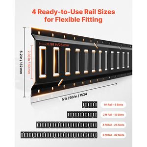 Kit de Rieles de Amarre E-Track, Paquete de 8 (5 pies + 4 pies + 2 pies + 1 pie), 36 Rieles, 2 Correas de Trinquete, 8 Anillos en O, 8 Amarres, 2 Anillos en D, 2 Ranuras Individuales, 16 - Product Image 4