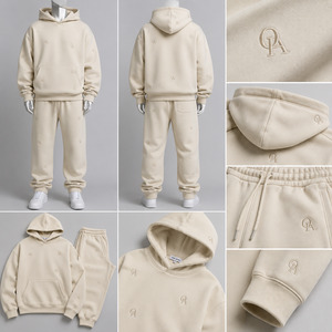 Conjunto de Sudadera con Capucha Oversize y Pantalones Jogger de Lujo, de Felpa Gruesa, con Monograma Bordado, OEM ODM, Ropa Urbana Personalizada - Product Image 4