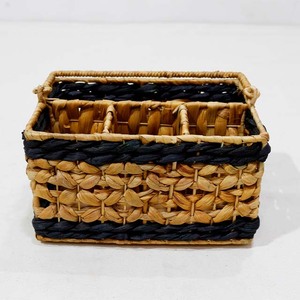Eco-Friendly Durable Woven Water Hyacinth 4-Cell <b>Rectangular</b> Wine Carrier & Multi-Purpose <b>Storage</b> <b>Basket</b>-Home Organizers Gift - Product Image 3