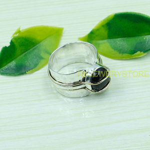 Anillo de Ónix Negro Natural, Plata de Ley 925 Sólida con Anillo de Latón, Anillo Decorativo Hecho a Mano con Acabado Martillado para Joyería de Ónix Negro - Product Image 3