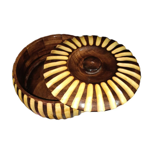 กล่องไม้แกะสลักลายสวยงามสำหรับใส่โรตี ปาราธา กล่องไม้สำหรับเก็บอาหารร้อน ภาชนะไม้สำหรับครัวเรือน ทำจากไม้มะม่วง - Product Image 2