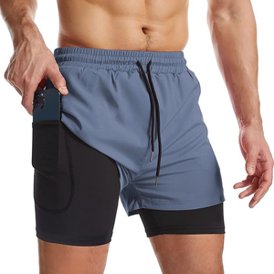 Short de bain décontracté bleu pour homme, séchage rapide, avec cordon de serrage à la taille et logo sur la jambe gauche, en Spandex/Polyester - Product Image 2