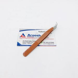 แหนบต่อขนตา J-Curve สแตนเลสทนทานปลายแหลมเคลือบน้ำตาล - Product Image 5