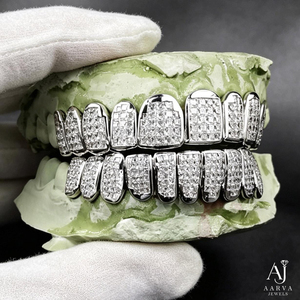 Custom Iced Out Moissanite Grillz S925 Sterling Silver Dental Grills <b>Top</b> and Bottom Hip Hop Jewelry - Product Image 2