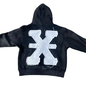 Venta caliente Puff Prints Acid Wash Hoodies Big Foam Printings 100% Cotton Quilted Fashion Men Hoodie - Product Image 2