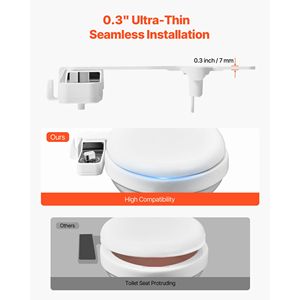 Accessorio Bidet Ultra-Sottile da 0,3 Pollici per WC con Doppi Ugelli Retrattili e Pressione dell'Acqua Regolabile in Materiale ABS - Product Image 3