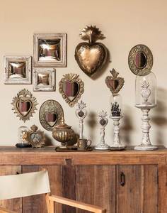 Sacred Milagro Heart Brass <b>Wall</b> Mirror <b>Set</b> Shabby Chic Traditional Home Decor Indoor Living Room Easter Ornament 100% Handmade - Product Image 2
