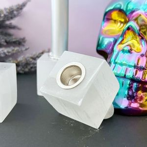 Vintage Style Resin Incense <b>Burner</b> Crystal Cube Incense <b>Burner</b> Aromatherapy Holder White Geometric Shape All-Season Use <b>Burner</b> - Product Image 1