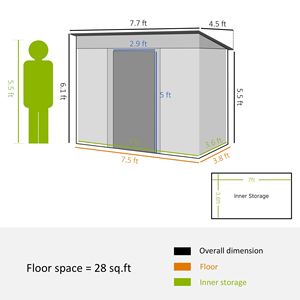 Caseta de Almacenamiento de Acero Plateada para Exteriores de 8x4 pies, Fácil de Montar, con Puertas con Cerradura y Ventilación, para Herramientas de Jardín - Product Image 3
