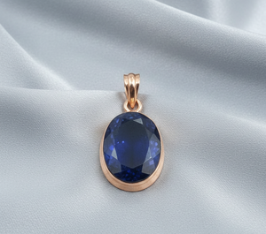 Colgante ovalado hecho a mano de plata de ley 925 con zafiro azul natural, regalo de joyería para mujer, diseño clásico minimalista - Product Image 3