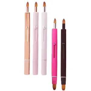 Factory Direct Double-ended Lipstick Brush Portable Lip Concealer Brush Makeup Retractable Lip Brush With Private Label