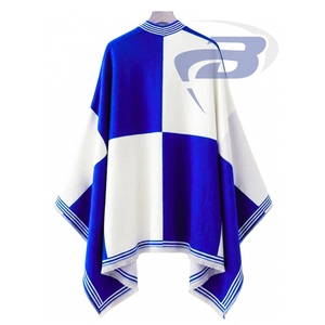 Zeta Phi Beta ZPB Sorority Women’s White & Blue Cape Shawl Cardigan Casual Striped Open Front Cape Shawl Daily Wear <b>Square</b> <b>Scarf</b> - Product Image 3