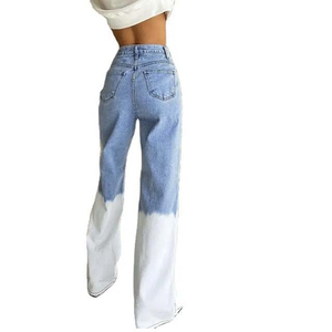 Jeans de Mujer de Corte Regular en Dos Colores Lisos, Pantalones Casuales de Mezclilla con Bolsillos Laterales, 100% Algodón, Rectos, Transpirables, Bordados - Product Image 6