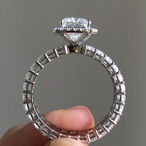 Anillo de Bodas de compromiso de moissanita de corte radiante de 1,75 quilates, anillos finos de oro amarillo de 14 quilates, venta al por mayor, Eternity Vermeil - Product Image 4