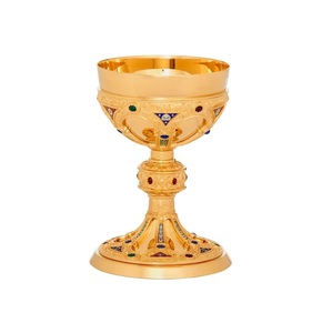 Stylish Chalice Silver Gold Brass Color Also Customized With Etching Design Chalice is handmade high-quality brass church - Product Image 1