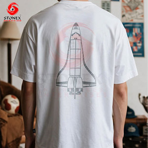 เสื้อยืดคอตตอนสีเขียวมิ้นท์ทรงโอเวอร์ไซส์สำหรับผู้ชาย พิมพ์ลายโลโก้ด้านหน้า คุณภาพสูง - Product Image 2