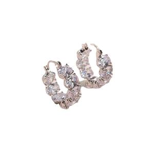 Boucles d'oreilles clous en argent sterling 925 plaqué or et rhodium avec zircon cubique, bijoux OEM de haute qualité, idéales pour un cadeau d'anniversaire - Product Image 1