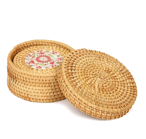 Rattan Coaster <b>Placemat</b> Table Mats for Wine Glass and Cup Protection Coaster with Holder Bohemian Table Mats - Product Image 6
