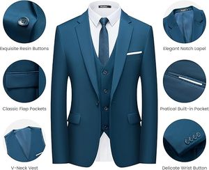 Luxury Mens Wedding <b>Suit</b> Pant Coat Formal Slim Fit Groom Tuxedo set - Product Image 5
