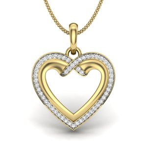 จี้รูปหัวใจสีเหลืองทองประดับเพชร เครื่องประดับสตรีสุดโรแมนติก - Product Image 3
