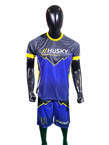 Conjunto de Camiseta de Fútbol Sublimada para Hombre HUSKY, Azul y Amarillo, Cuello Redondo, Manga Corta, Absorbe la Humedad, 100% Poliéster, Corte Regular, Personalizable - Product Image 1