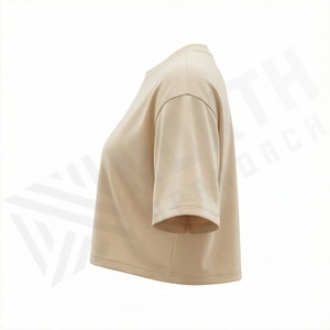 เสื้อครอปท็อปผู้หญิงผ้าฝ้ายสีพื้นแบบกำหนดเอง แขนสั้น สไตล์สตรีทแวร์ ฟิตเนส ออกกำลังกาย เสื้อยืดแอคทีฟแวร์ - Product Image 3