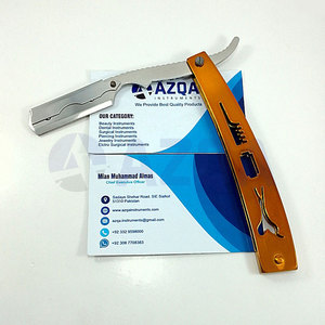 Navaja de Afeitar Recta Plegable de Acero Inoxidable con Mango de Plástico Color Dorado para Afeitado Profesional de Cuerpo y Rostro, Estilismo y Cuidado Personal - Product Image 6