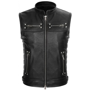 Chaleco de Cuero para Hombre, Estilo Motero, para Motociclismo, Moderno, Duradero, Cómodo, Suave, Premium, Elegante, para Uso Urbano - Product Image 1