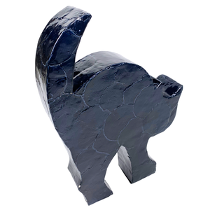 Sculpture de chat d'Halloween en bois MDF moderne fait à la main de haute qualité Capiz de chat noir incrustation de décor à la maison pour - Product Image 3