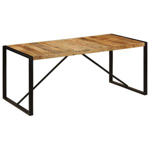 Tavolo da Pranzo Industriale Medio in Legno di Mango Grezzo Marrone e Nero - Product Image 2