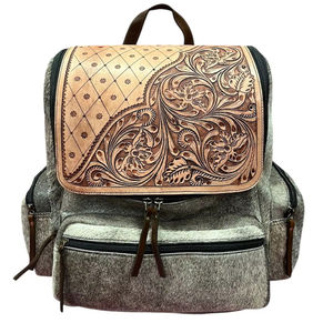 Vintage <b>Tooled</b> PU Leather Handmade Western Style Travel <b>Backpack</b> Premium Rucksack by HORZE N PET INTERNATIONAL - Product Image 1