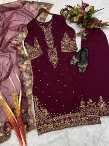 Vestido de Mujer de Alta Calidad, Estilo Pakistaní, para las 4 Estaciones, con Lentejuelas de Imitación de Georgette, Bordado Étnico, Diseño Moderno y Elegante - Product Image 4