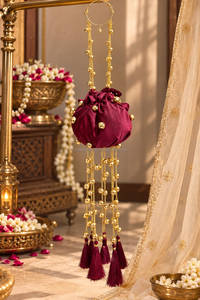 Luxury Velvet Potli <b>Bag</b> <b>Long</b> Tassel Drawstring Bridal Wedding Evening Handbag Indian Ethnic Party Purse Wholesale - Product Image 4