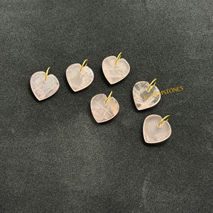 Colgante de Corazón de Cuarzo Rosa de 18x18mm, Chapado en Oro de 18K, Gema Natural, para Fabricación de Joyería al por Mayor - Product Image 2