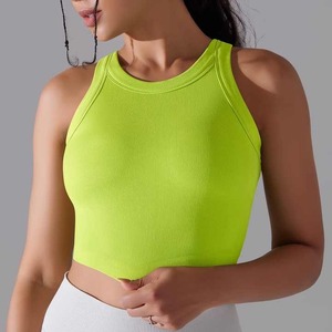 Top corto acanalado de cuello alto para mujer, ajustado, para gimnasio, fitness, deportes, correr, verano 2026, sublimación, doble capa - Product Image 4
