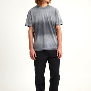 T-shirt unisexe 100 % coton délavé à l'acide, coupe oversize tendance, imprimé vintage, motif lettres pour homme, tissu vieilli - Product Image 2