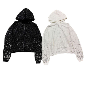Sweat à capuche zippé personnalisé en molleton épais avec imprimé graphique ange, style streetwear pour hommes et femmes, automne, 100 % coton, écologique - Product Image 2