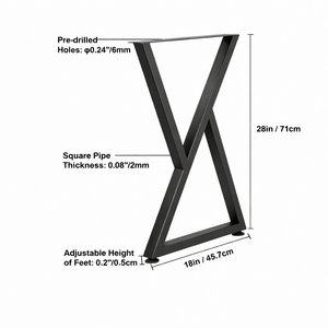 28" Height Heavy-Duty X-Shape Steel <b>Table</b> <b>Legs</b> with Pre-Drilled Mounting Holes 1000lbs Loading Easy Installation EDPTBL001 - Product Image 5