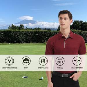 2025 hombres para Polos de secado rápido que absorbe la humedad rendimiento Casual trabajo Golf camisas de manga corta Regular-Fit antiarrugas - Product Image 4