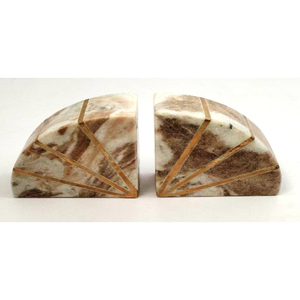 Modern Marble Bookends Irregular Shape Toronto / Brass Inlay Inlay Home Decor <b>Brown</b> Bidasar Stone Art - Product Image 4