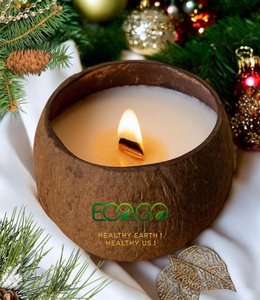 Vela Aromática de Soja en Recipiente de Cáscara de Coco Natural, Decoración Boho Ecológica para el Hogar, Eco2go Vietnam - Product Image 1
