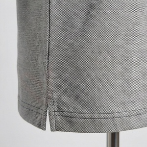 Polo à manches courtes gris pour homme avec col et poignets bleu marine, en coton tricoté, décontracté, respirant, coupe classique, design uni - Product Image 5