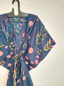 ชุดเดรสผ้าฝ้ายอินเดียสีเหลืองแบบคาฟตัน ทำมือ สำหรับคลุมชุดว่ายน้ำ ทรงหลวมพลิ้วไหว เหมาะสำหรับใส่ไปเที่ยวพักผ่อนสำหรับผู้หญิง - Product Image 6