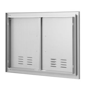 Porta Doppia per Cucina Esterna in Acciaio Inox 30W X 21H Pollici con Maniglie a Incasso e Verticali a Muro - Product Image 3