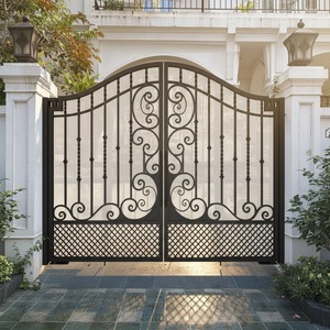 Portails doubles en fer forgé de haute qualité, portes d'entrée anti-effraction forgées à la main pour allée principale, cour, école, villa, maison - Product Image 1