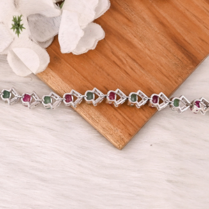 Premium 925 Sterling Silver Glass Filled <b>Ruby</b> Emerald CZ Tennis <b>Bracelet</b> Luxury Gemstone Jewelry Claw Setting for Gift Party - Product Image 4