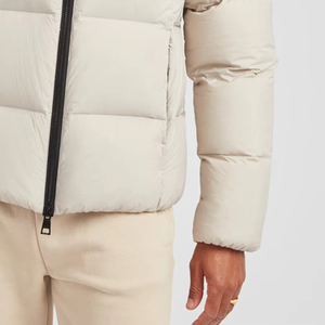Chaqueta de Plumón Beige para Hombre, Cuello Alto, Cierre de Cremallera, Resistente al Viento, Informal, para Invierno, Color Sólido, Corte Regular - Product Image 4